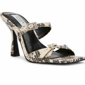 Snakeskin heeled sandal IVORY/BLACK MULTI Steven New York Size: 7 M NWT